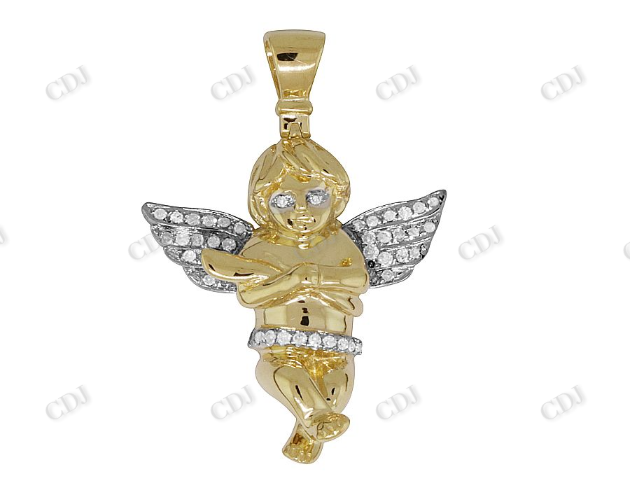 925 VVS Moissanite Genuine Diamond Crossed Angel Pendant Hip Hop Pendent CustomDiamJewel