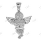 Sterling Silver moissanite Genuine Diamond Crossed Angel Pendant Hip Hop Pendent CustomDiamJewel