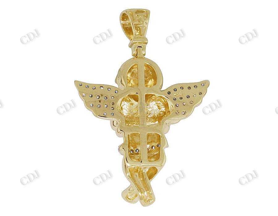 925 VVS Moissanite Crossed Angel Pendant Hip Hop Pendent CustomDiamJewel