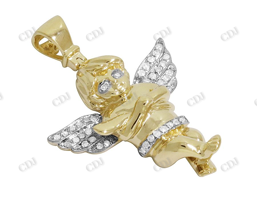 925 VVS Moissanite Crossed Angel Pendant Hip Hop Pendent CustomDiamJewel