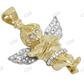 925 VVS Moissanite Genuine Diamond Crossed Angel Pendant Hip Hop Pendent CustomDiamJewel