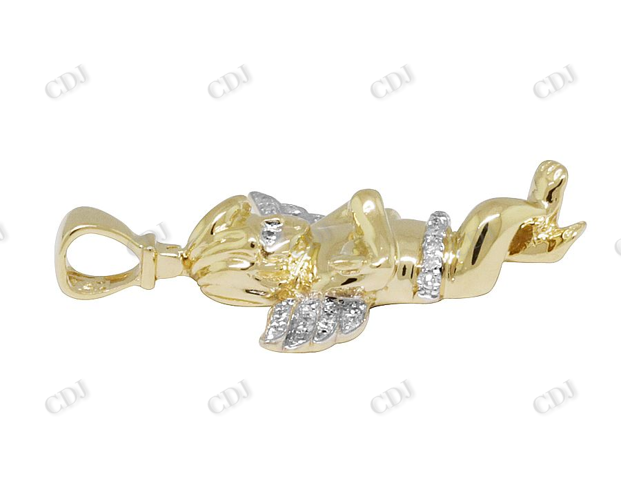 925 VVS Moissanite Crossed Angel Pendant Hip Hop Pendent CustomDiamJewel