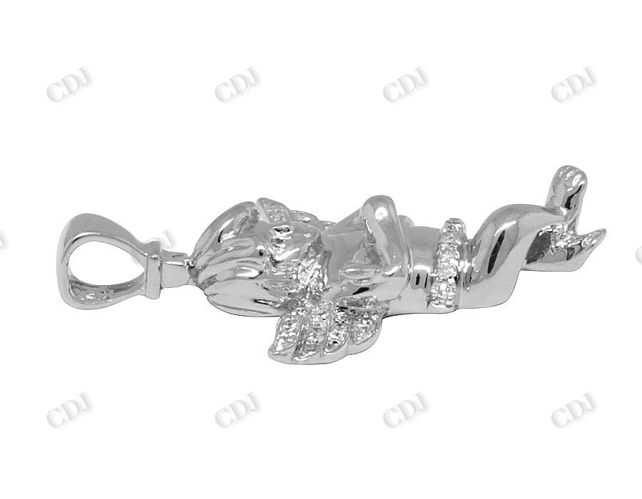 Sterling Silver moissanite Genuine Diamond Crossed Angel Pendant Hip Hop Pendent CustomDiamJewel
