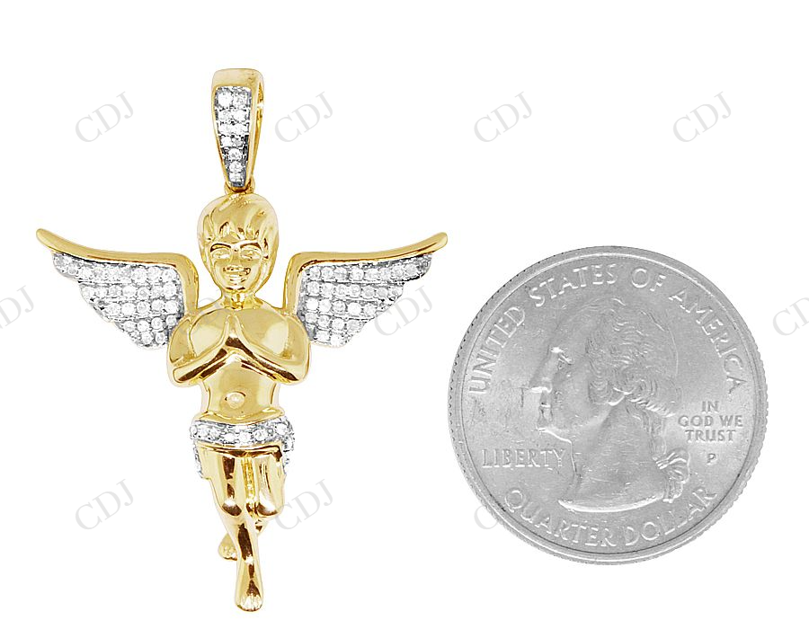 VVS Moissanite Praying Angel Real Diamond Pendant Charm Hip Hop Pendent CustomDiamJewel