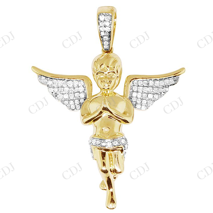 VVS Moissanite Praying Angel Real Diamond Pendant Charm Hip Hop Pendent CustomDiamJewel