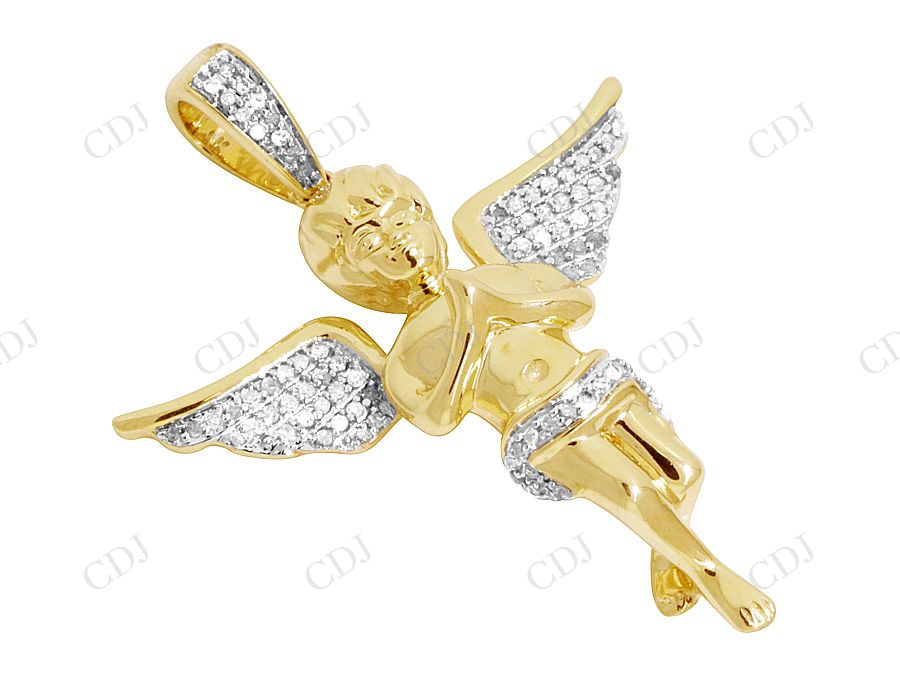 VVS Moissanite Praying Angel Real Diamond Pendant Charm Hip Hop Pendent CustomDiamJewel