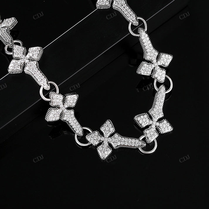 Diamond 18MM Snow Flake Cross Station Chain hip hop jewelry CustomDiamJewel