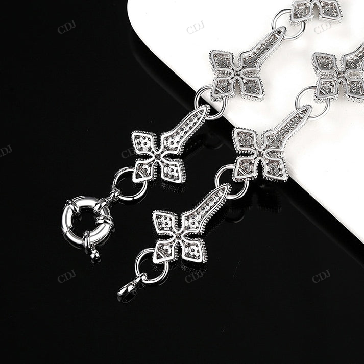 Diamond 18MM Snow Flake Cross Station Chain hip hop jewelry CustomDiamJewel