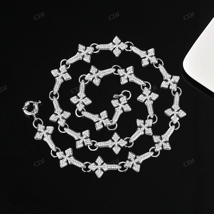 Diamond 18MM Snow Flake Cross Station Chain hip hop jewelry CustomDiamJewel