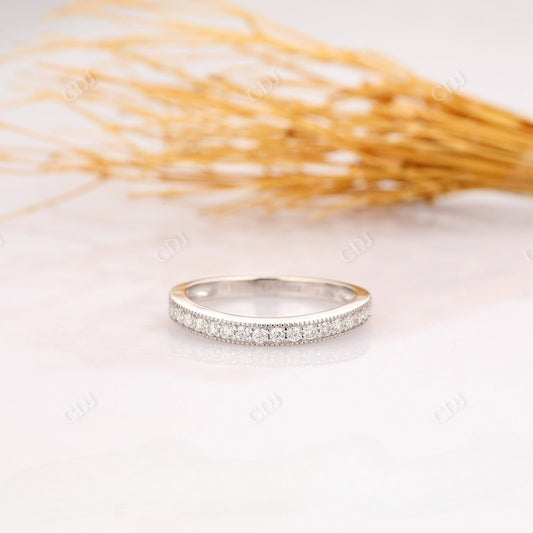 0.20CT Round Cut Real Diamond Half Eternity Curved Wedding Band  customdiamjewel 10 KT Solid Gold White Gold VVS-EF