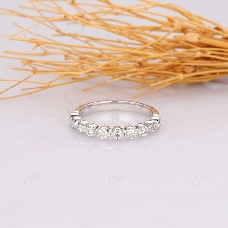 0.37CT Round Natural Diamond Bezel Set Stackable Wedding Band  customdiamjewel 10 KT Solid Gold White Gold VVS-EF