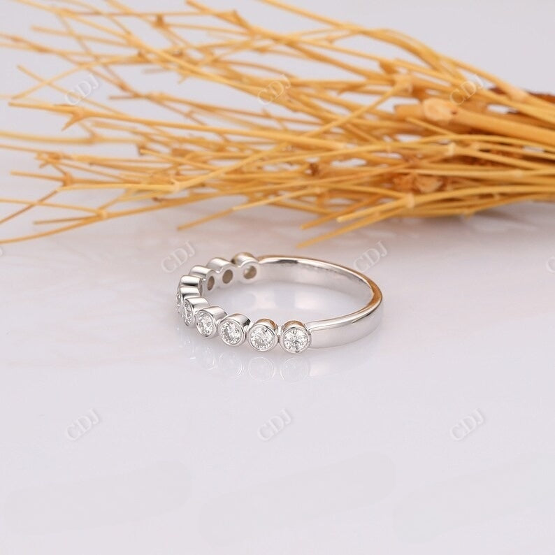 0.37CT Round Natural Diamond Bezel Set Stackable Wedding Band  customdiamjewel   