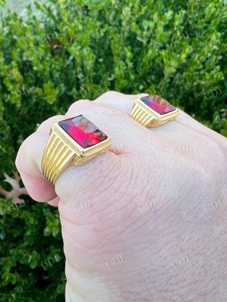 Emerald Cut Red Ruby Wedding Ring  customdiamjewel   