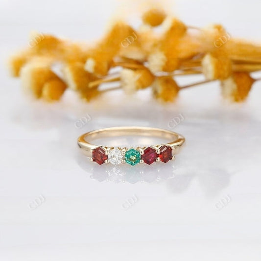 0.87CT Hexagon Cut Real Diamond Gemstone Wedding Band  customdiamjewel 10 KT Solid Gold Yellow Gold VVS-EF