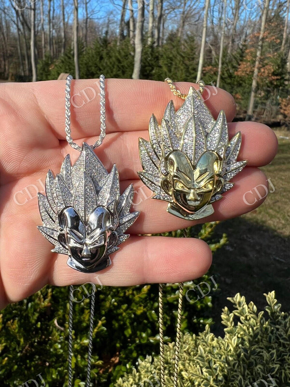 Iced Goku Super Saiyan Dragon Ball Pendant  customdiamjewel   