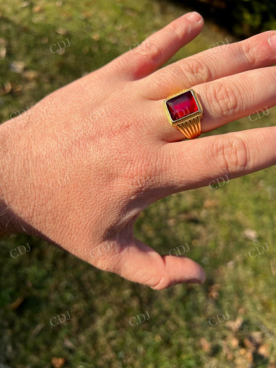 Emerald Cut Red Ruby Wedding Ring  customdiamjewel   
