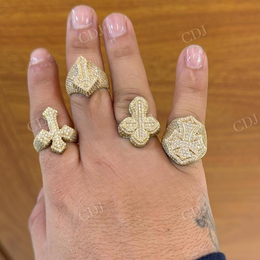 14K Yellow Gold Hip Hop Cross Diamond Ring hip hop jewelry CustomDiamJewel   