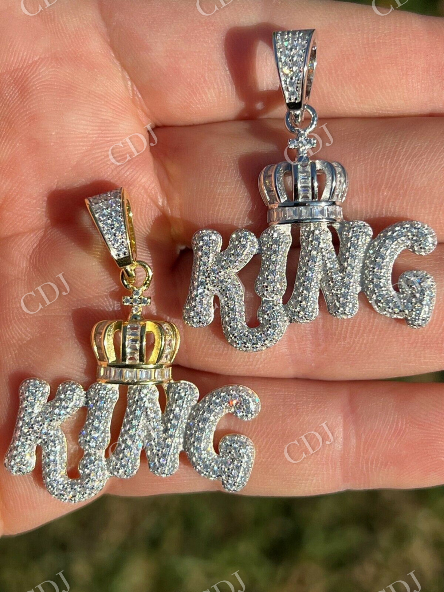 Hip Hop King With Crown Pendant  customdiamjewel   
