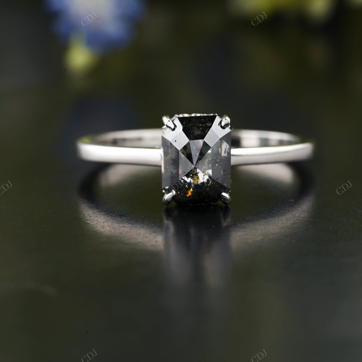 Radiant Moissanite Diamond White Gold Ring