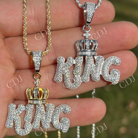 Hip Hop King With Crown Pendant  customdiamjewel   