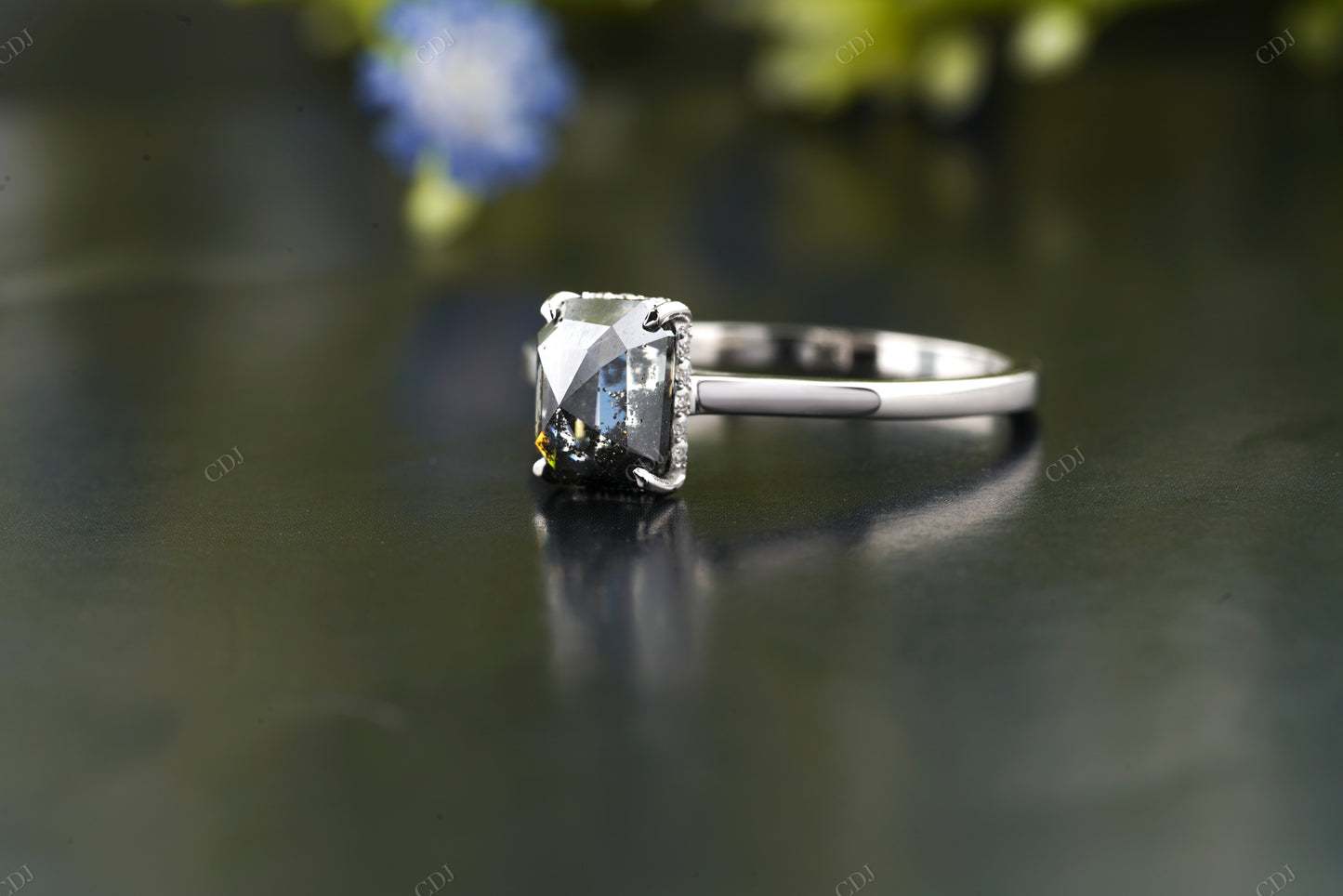 Radiant Moissanite Diamond White Gold Ring