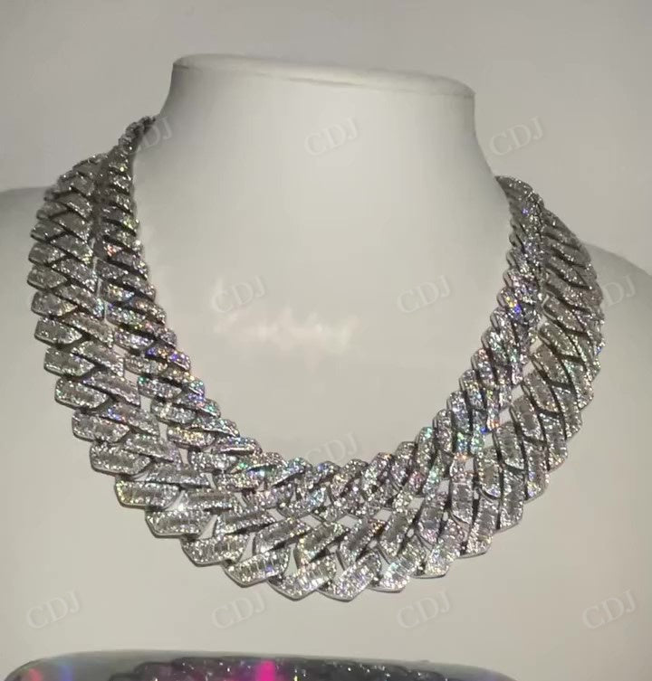 Baguette Iced Out 14K Gold Plated Link Chain Necklace hip hop jewelry CustomDiamJewel   