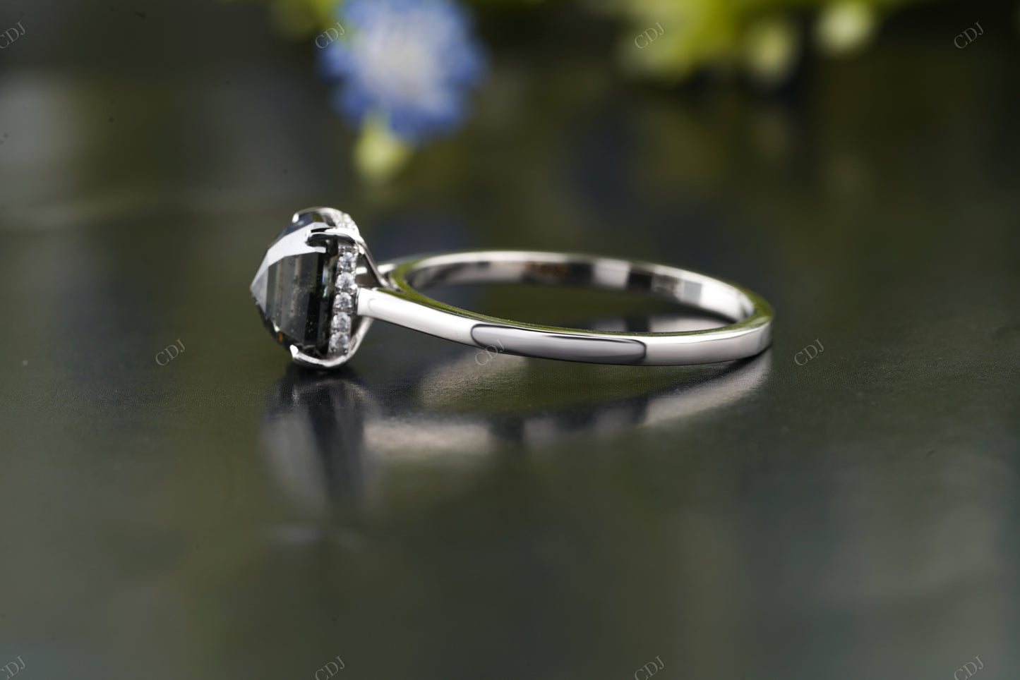 Radiant Moissanite Diamond White Gold Ring