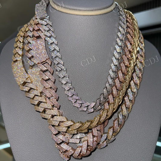 Gold Plated Stylish Miami Cuban Diamond Chain hip hop jewelry CustomDiamJewel   