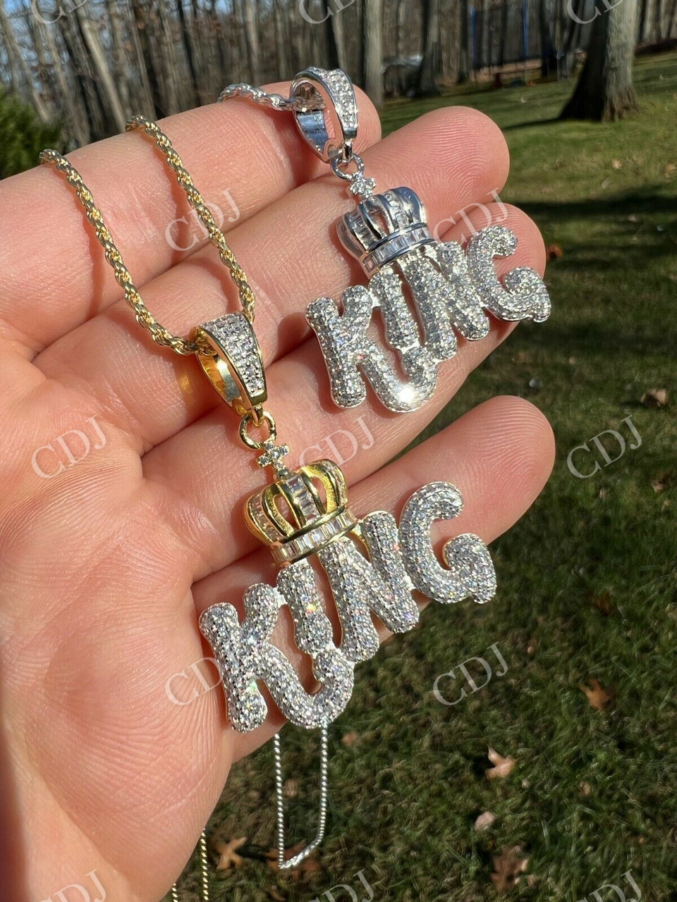 Hip Hop King With Crown Pendant  customdiamjewel   