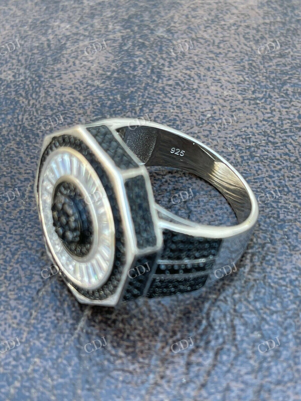 Solid White Gold Black Diamond Ring  customdiamjewel   