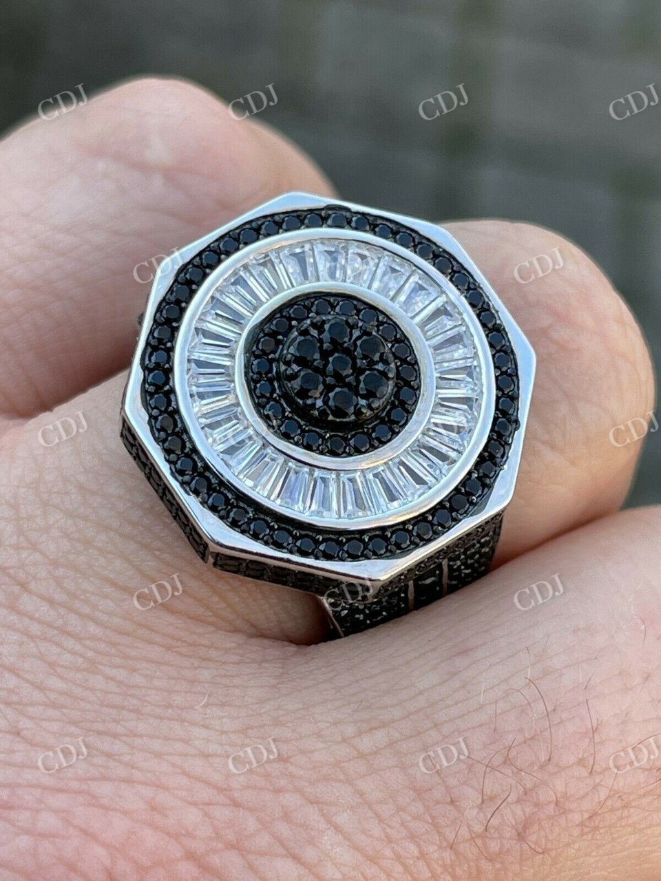 Solid White Gold Black Diamond Ring  customdiamjewel   