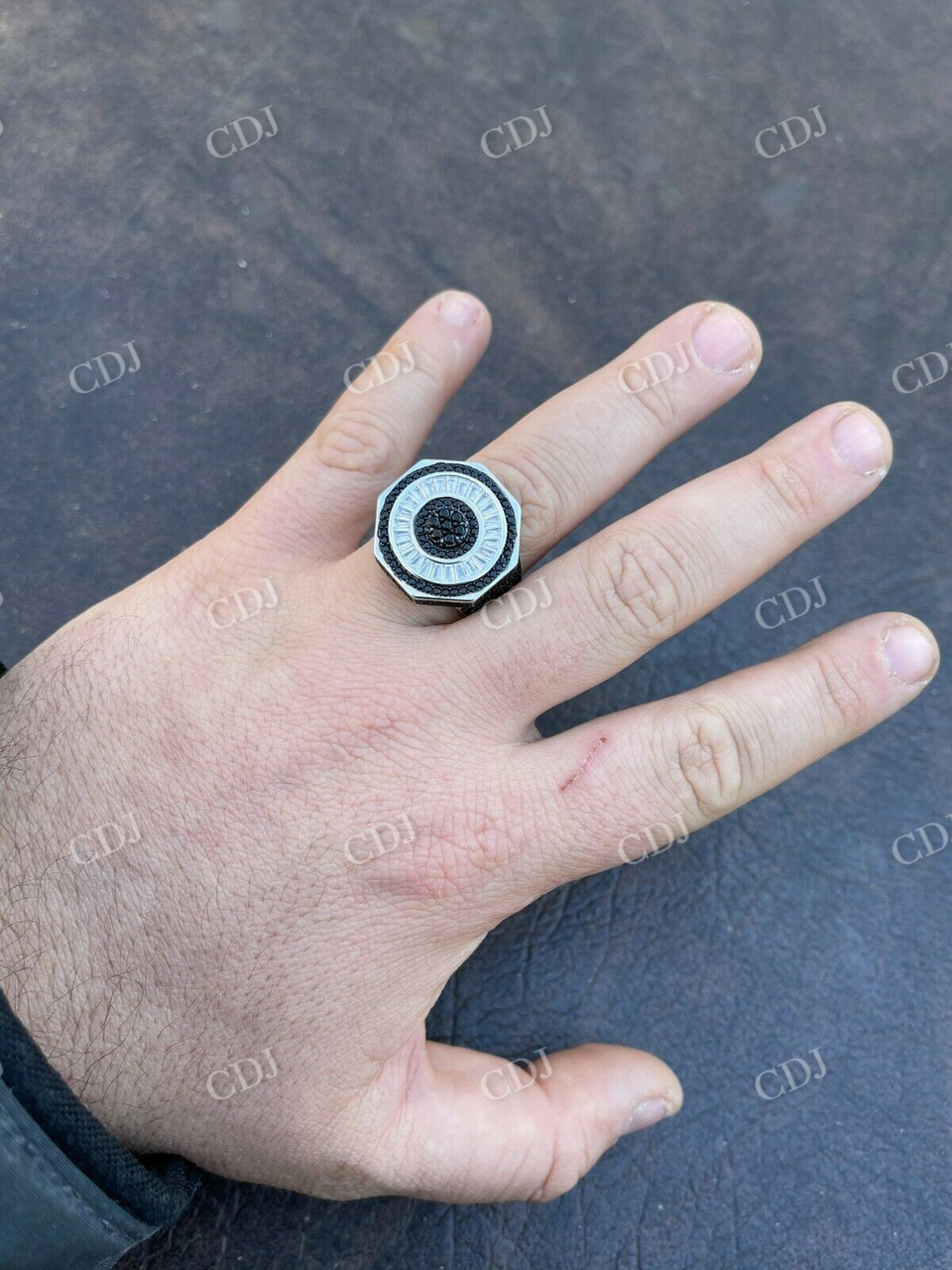 Solid White Gold Black Diamond Ring  customdiamjewel   