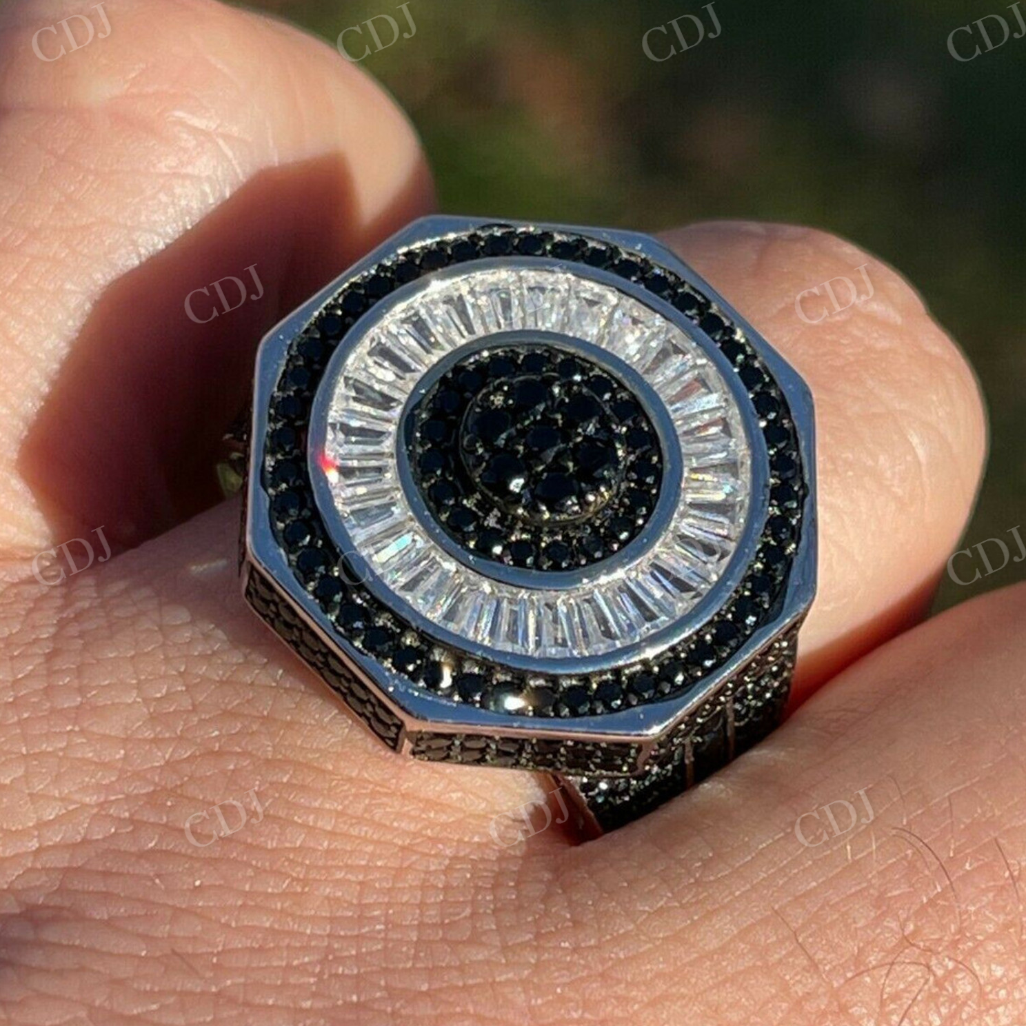 Solid White Gold Black Diamond Ring  customdiamjewel   