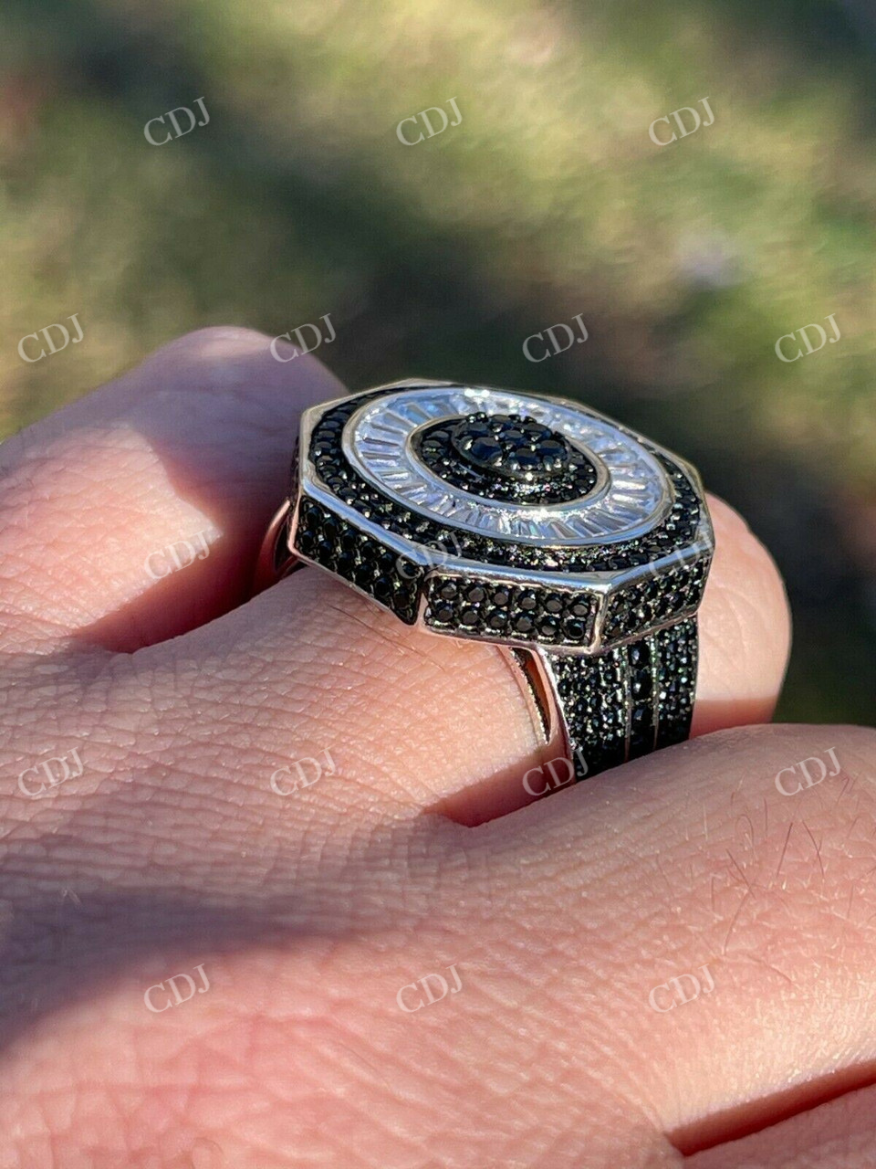 Solid White Gold Black Diamond Ring  customdiamjewel   