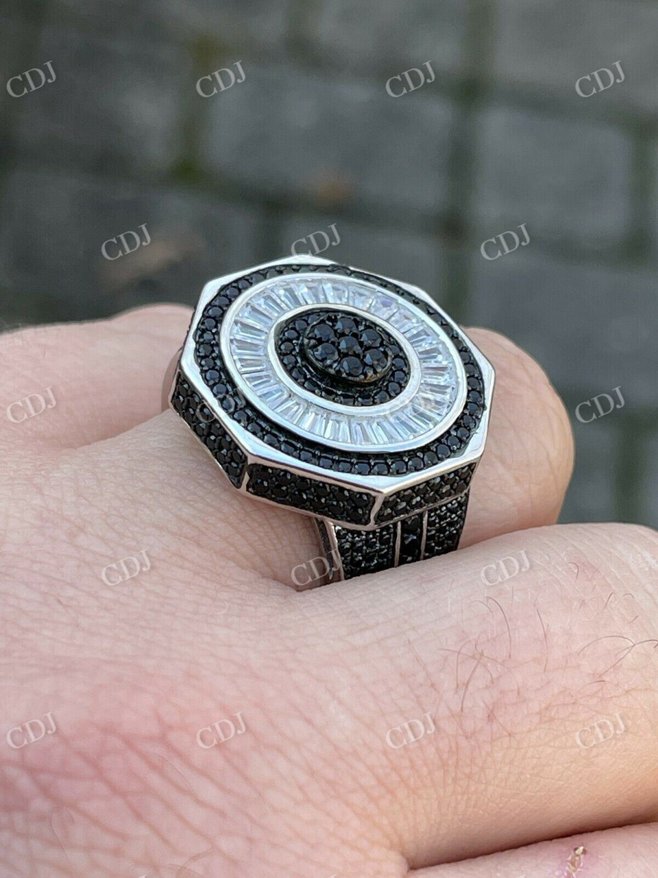 Solid White Gold Black Diamond Ring  customdiamjewel   