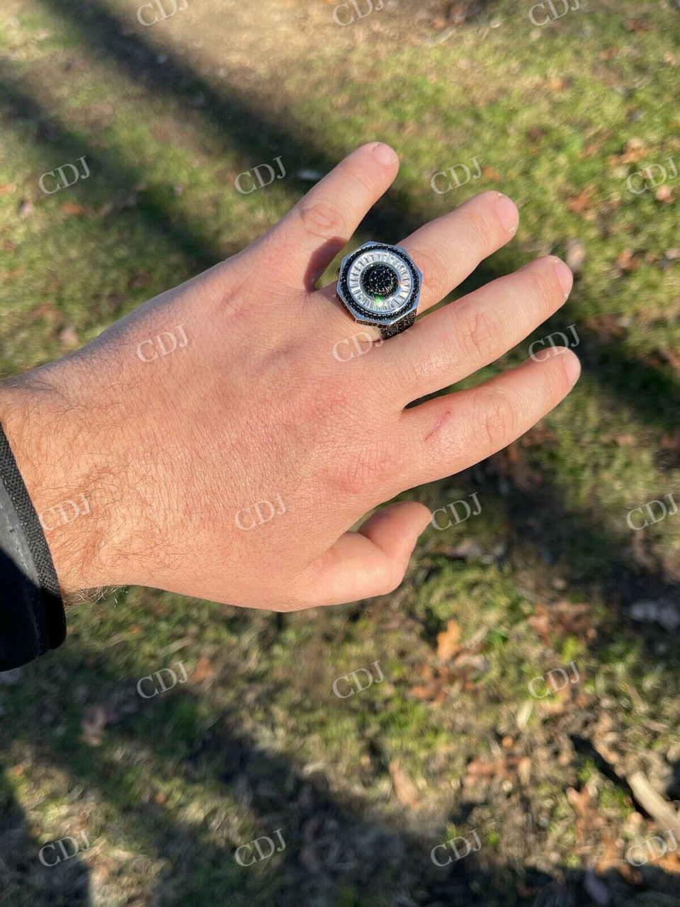 Solid White Gold Black Diamond Ring  customdiamjewel   