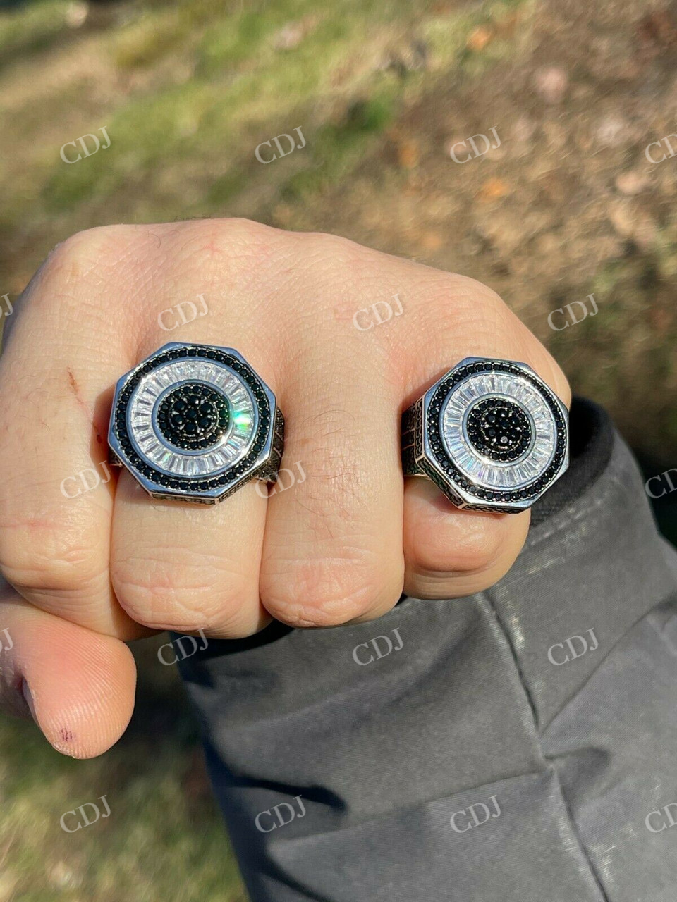 Solid White Gold Black Diamond Ring  customdiamjewel   