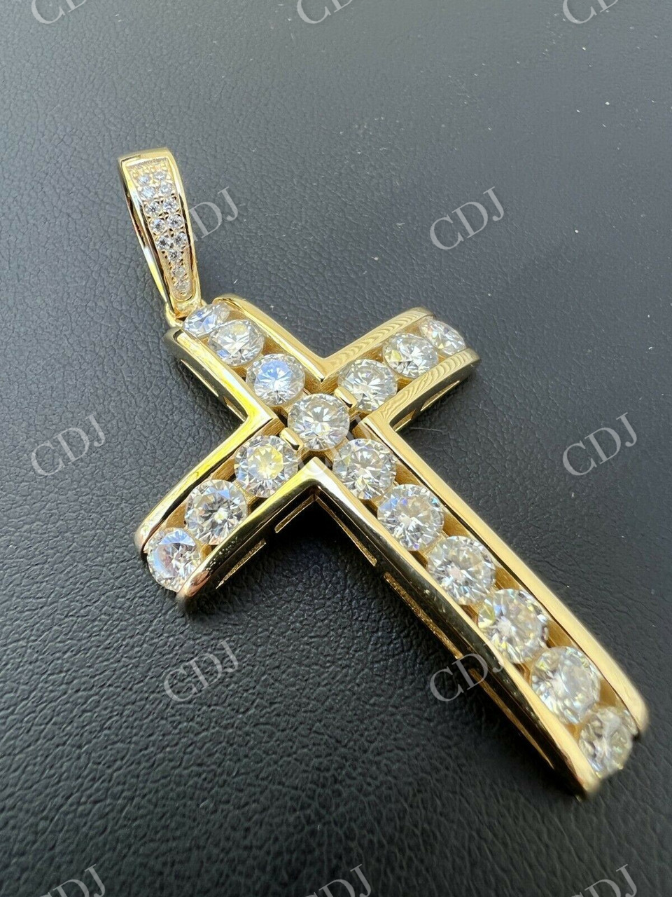 Channel Set Mens Hip Hop Tennis Cross Pendant  customdiamjewel   