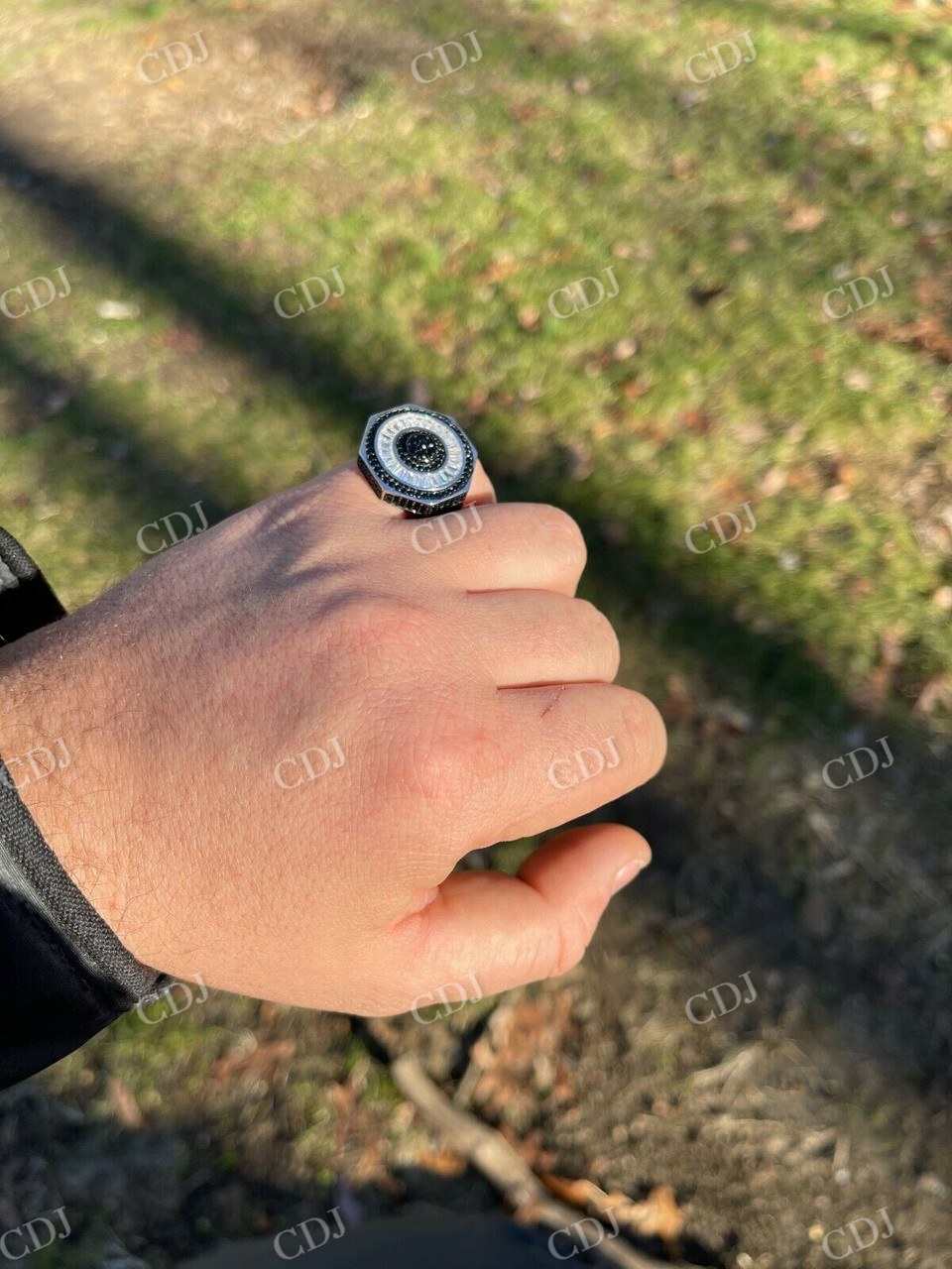 Solid White Gold Black Diamond Ring  customdiamjewel   