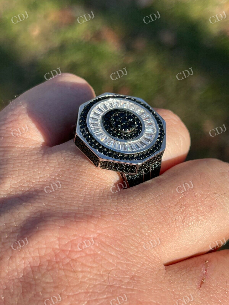 Solid White Gold Black Diamond Ring  customdiamjewel   
