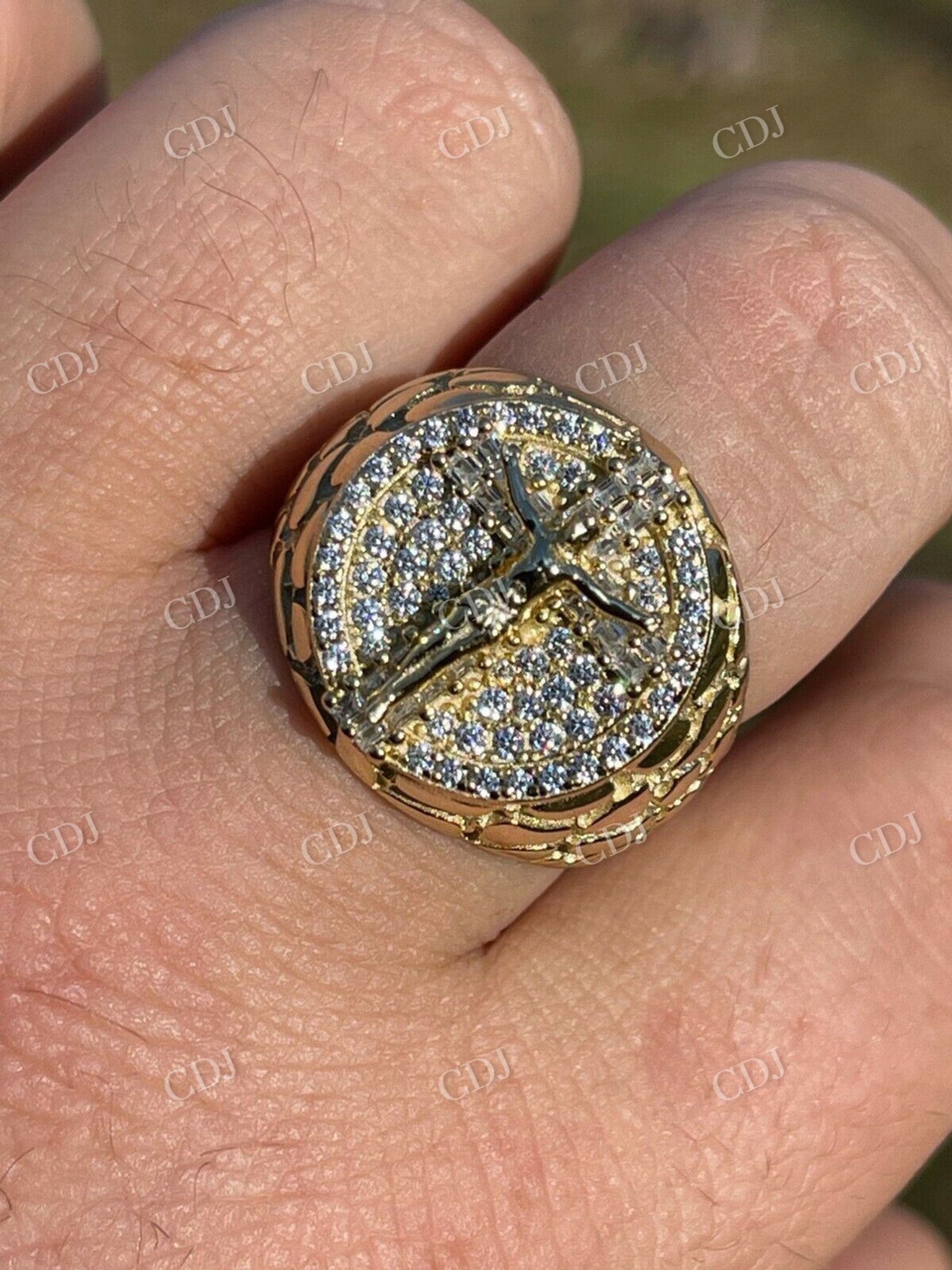 Round Shaped Jesus Design Hip Hop Ring  customdiamjewel   