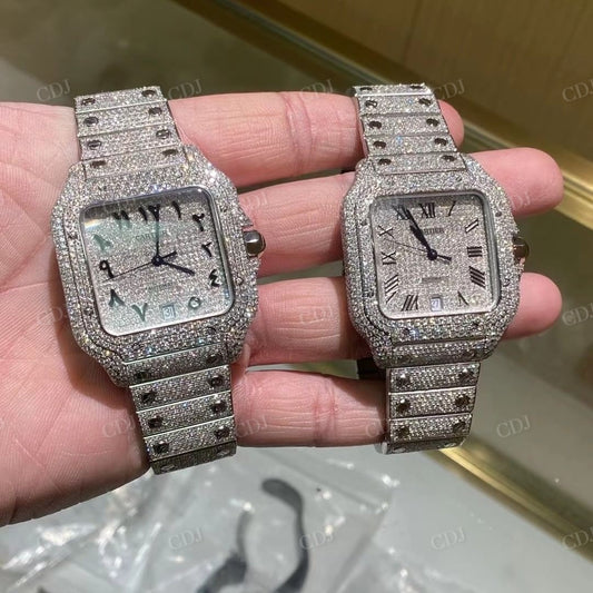 Stainless Steel Cartier Diamond Iced Out Moissanite Watches customdiamjewel