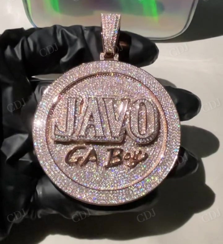 Baguette And Round Cut Diamond Iced Out 3D Pendant hip hop jewelry CustomDiamJewel   