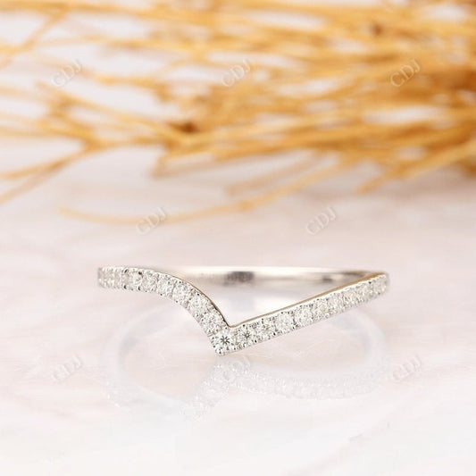 0.20CT Round Real Diamond Curved Wedding Band  customdiamjewel 10 KT Solid Gold White Gold VVS-EF