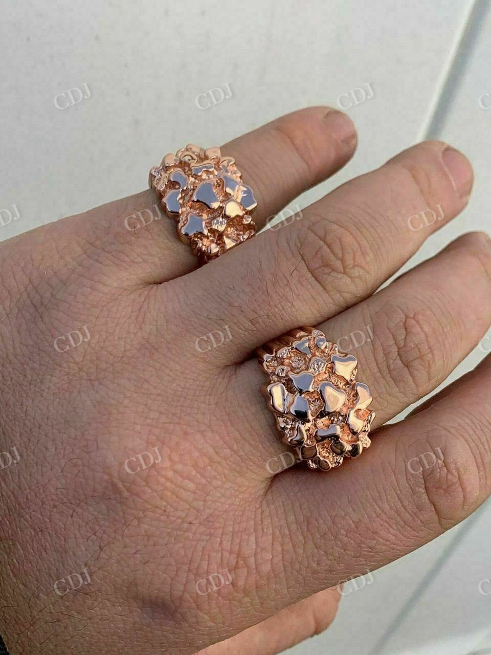 Solid Rose Gold Textured Ring For Men  customdiamjewel   