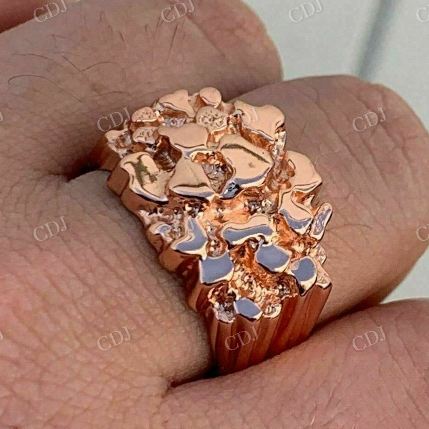Solid Rose Gold Textured Ring For Men  customdiamjewel   
