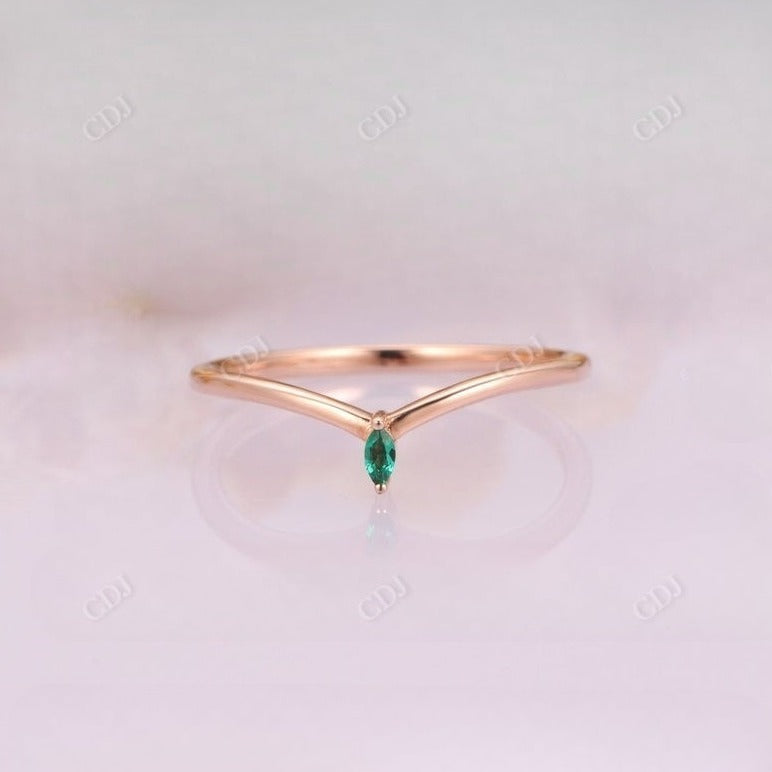 0.05CT Marquise Emerald Real Diamond Wedding Band  customdiamjewel 10 KT Solid Gold Rose Gold VVS-EF