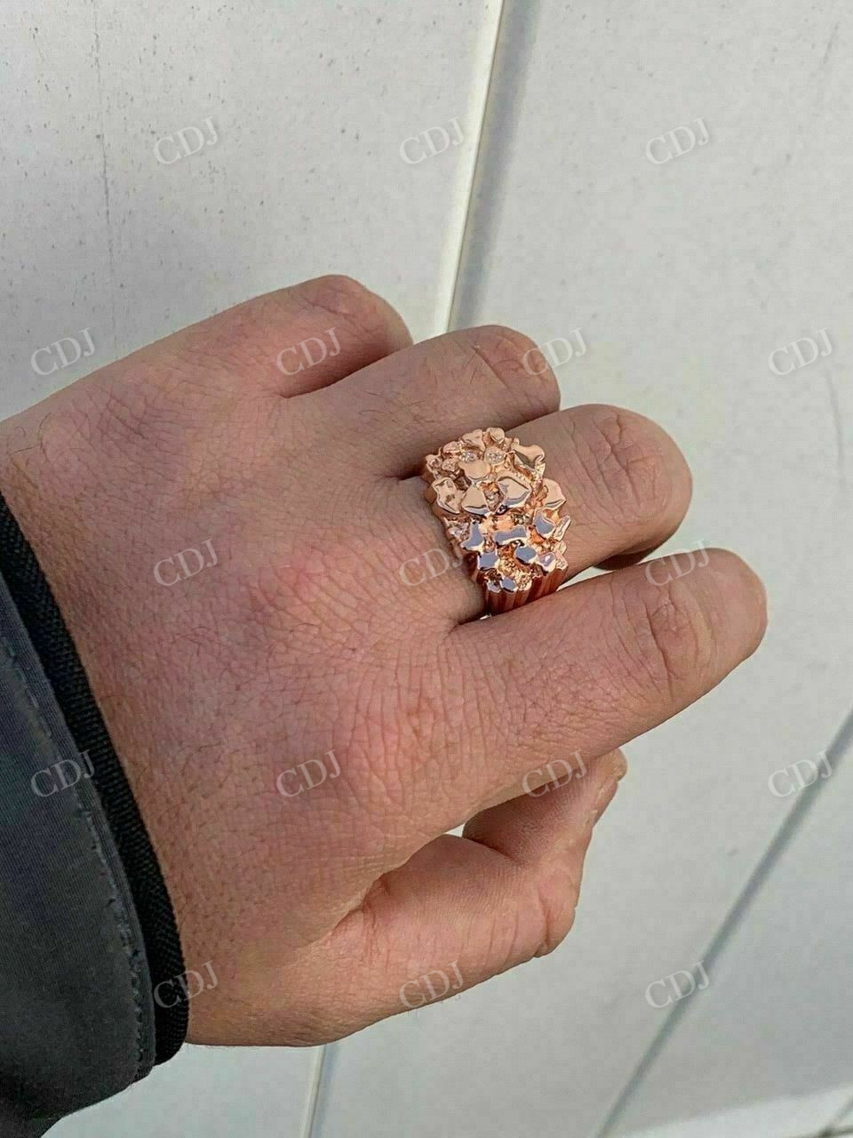Solid Rose Gold Textured Ring For Men  customdiamjewel   