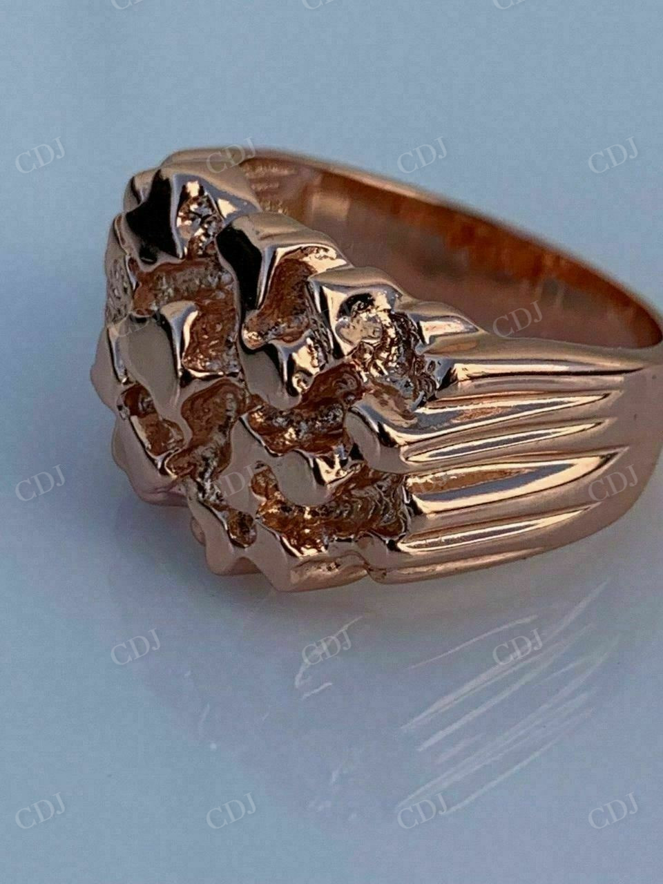 Solid Rose Gold Textured Ring For Men  customdiamjewel   