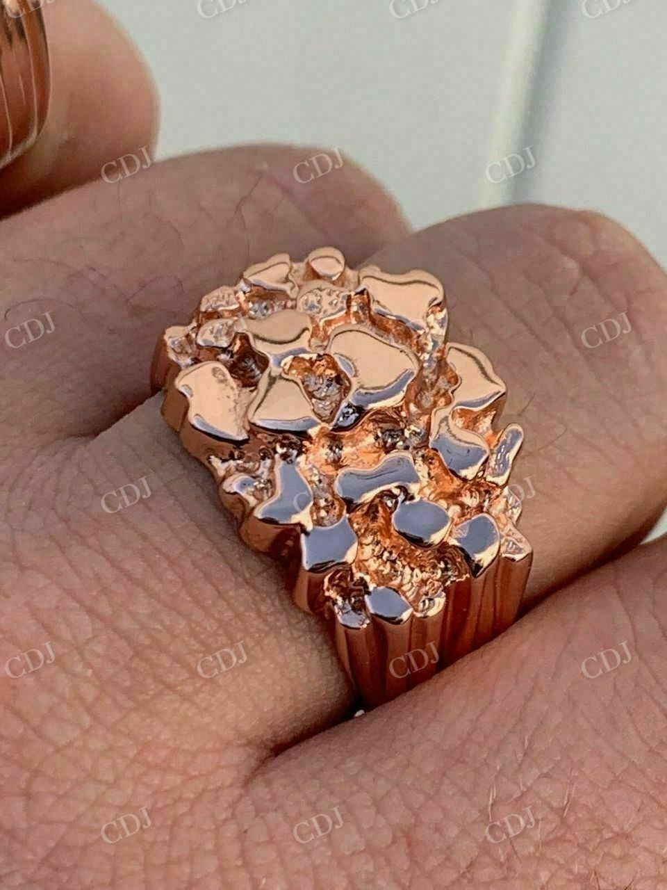 Solid Rose Gold Textured Ring For Men  customdiamjewel   